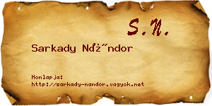 Sarkady Nándor névjegykártya