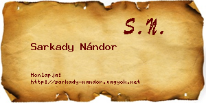 Sarkady Nándor névjegykártya